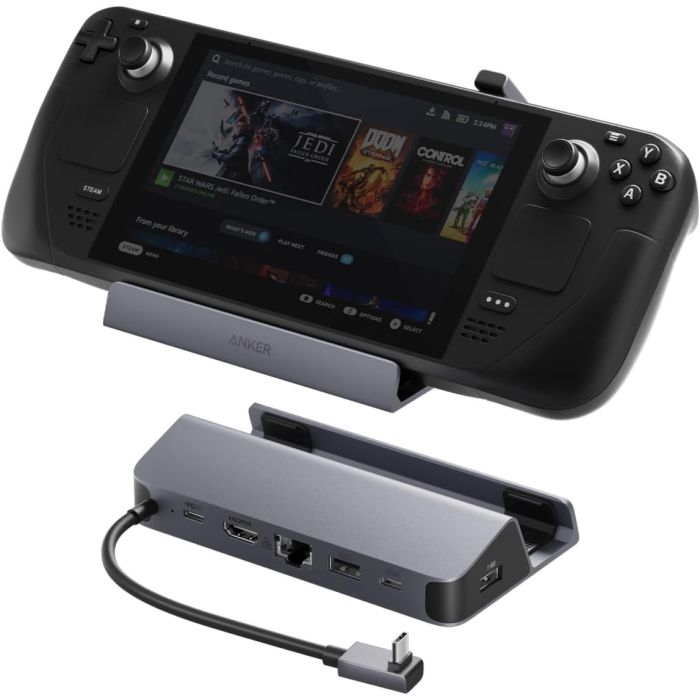 Anker Charging Station for Steam Deck/ROG Ally USB-C Hub with HDMI 4K@60Hz Ethernet 1Gbps 2 USB-A Ports and 1 USB-C Port (A83S1)