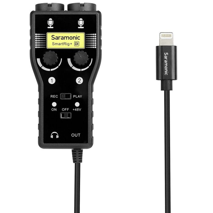 Saramonic SmartRig+Di (with Lightning Connector for iOS) - 2-Ch XLR/3.5mm Microphone Audio Mixer (Phantom Power Preamp, Guitar Interface)