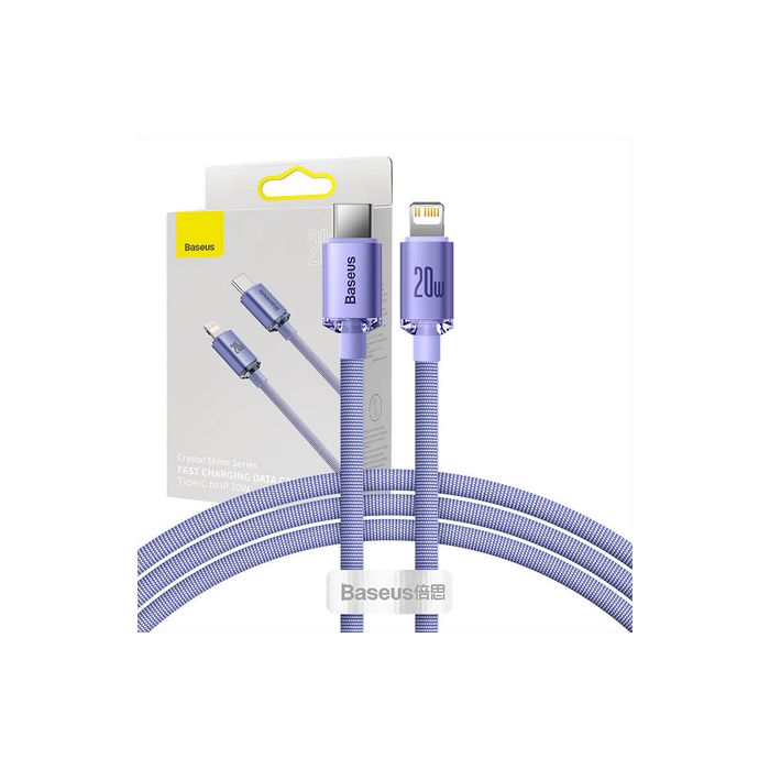 Baseus Crystal Shine cable USB-C to Lightning 20W PD 1.2m Purple (CAJY000205)