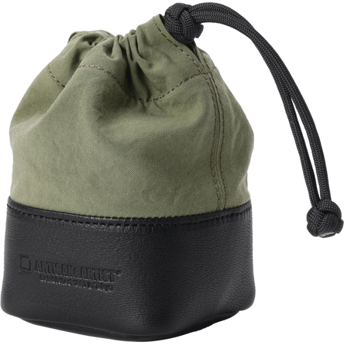 Artisan & Artist ACAM-LP120 Fabric and Leather Lens Pouch (S) Khaki/Black