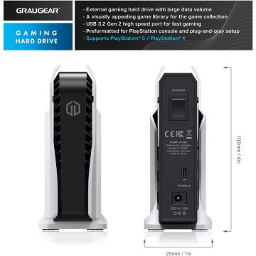 Graugear External 6TB HDD for PlayStation 4 and 5 (G-3501-A-10G-6TB)