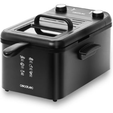 Cecotec CleanFry Infinity 3000 Black Deep Fryer. 3L Capacity, Temperature up to 190 ºC, 30 Min. Timer, Dishwasher-Safe Glazed Inner Pot, OilCleaner Filter, 2400 W