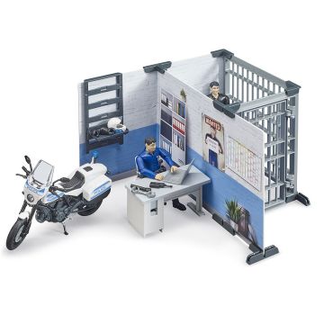 Bruder bworld police station with police motorcycle (62732)