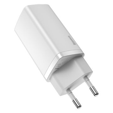 Baseus GaN2 Lite Fast 65W USB / USB Type C Quick Charge 3.0 Power Delivery (Gallium Nitride) white (CCGAN2L-B02)