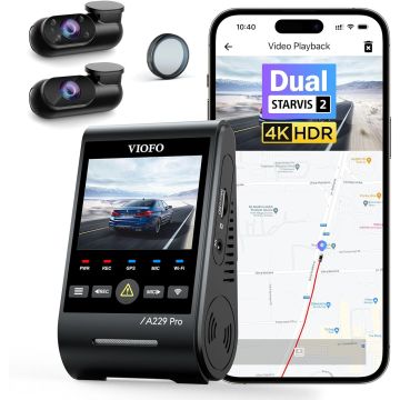 VIOFO A229 Pro 3 Lens 4K + 2K + 1080P, Dual STARVIS 2, HDR Front Rear Interior Dashcam Car
