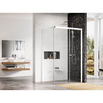 Ravak Dušas Stūris MSDPS-100/100 R Balts+Caurspīdīgs Stikls (0WPAA100Z1)
