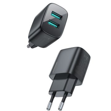 Joyroom fast wall charger 2x USB 2,4A black (L-2A123)