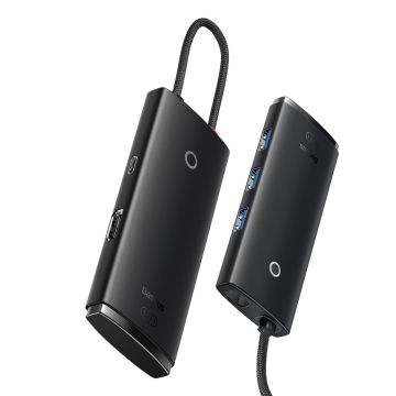 Baseus Lite Series adapter HUB USB Type C - HDMI / 4x USB 3.0 20cm black (WKQX040001)