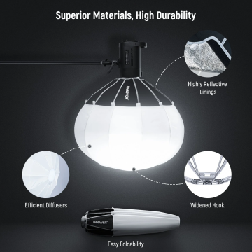 Neewer NS50L 50cm Quick Release Lantern Softbox with Fabric Barn Doors