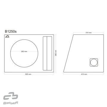 Basser B1250s Subwoofer (12collas/30cm) Enclosure Grey