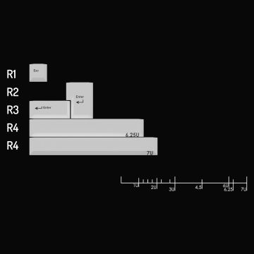 GMK Additional Kit, ABS keycaps, double-shot, expansion set for ISO & ANSI – black on white (FPTK5050)
