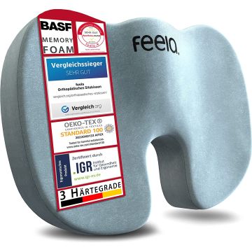 feela. Premium Orthopaedic Seat Cushion (Silver Color, Medium, 60-100kg)