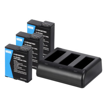 Newell Set 3-Ch SDC-USB-C Charger and 3x BCX-204 Batteries for DJI Osmo Action