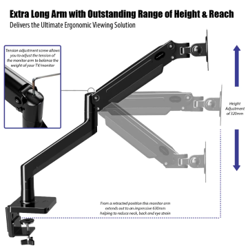Invision MX450 Monitor Arm Bracket Mount for 24-49 inch Screens (Curved 49 inch Only Does 3000R & Above) VESA 75mm 100mm