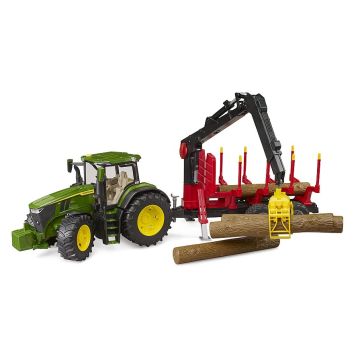 Bruder John Deere 7R 350 with forestry trailer and 4 trunks (03154)