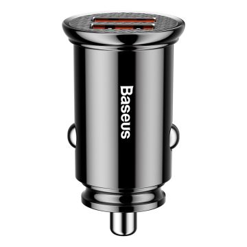 Baseus Circular Universal Smart Car Charger 2x USB QC3.0 Quick Charge 3.0 SCP AFC 30W black (CCALL-YD01)
