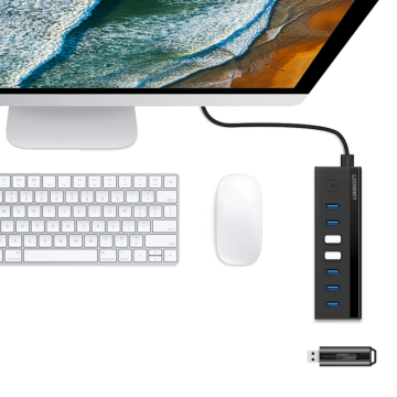 Ugreen multifunctional HUB 7in1 USB-A - 7xUSB-A 5Gb/s black (US219)