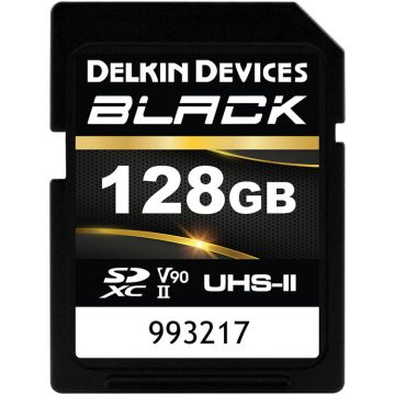 Delkin Devices SDXC 128GB BLACK UHS-II R300/W250 (V90) Memory Card (DSDBV90128BX)