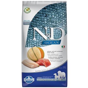 Farmina N&D Ocean Dog Salmon Cod Cantaloupe Melon Adult Medium and Maxi 12kg (8010276039330)