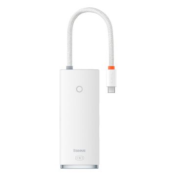 Baseus Lite Series adapter HUB USB Type C - HDMI / 4x USB 3.0 20cm white (WKQX040002)