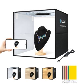 Puluz PU5041B 40cm Folding Portable Ring Light USB Photo Lighting Studio Shooting Tent Box with 6 x Dual-side Color Backdrops