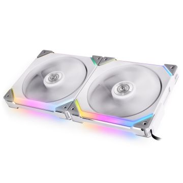 Lian Li UNI FAN SL140 RGB PWM fans, Double Pack incl. controller - 140mm, white (UF-SL140-2W)