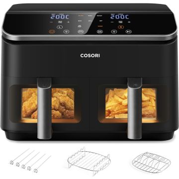 Cosori Hot Air Fryer with Double Chamber, 8.5 L Max Airfryer with Accessories (CAF-R901-AEU)