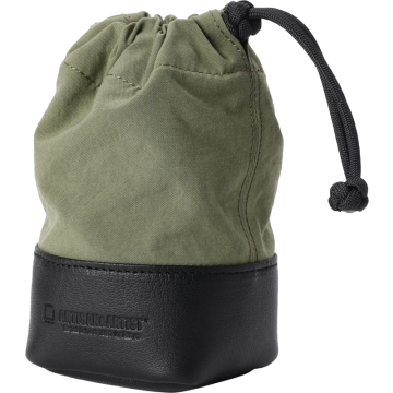 Artisan & Artist ACAM-LP140 Fabric and Leather Lens Pouch (M) Khaki/Black