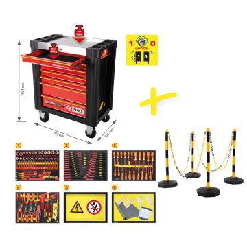 KSTools PERFORMANCE plus workshop trolley e10 with 164 pcs. Insulated tools for hybrid and electric cars