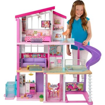 Barbie Dreamhouse Adventures Dreamhouse with 3 Floors, 8 Rooms, Pool with Slide and Accessories
