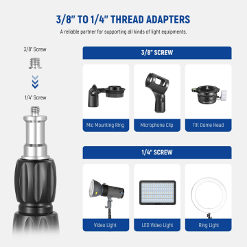 Neewer ST250R 250mm Light Stand Carbon Fiber 32mm Center Column