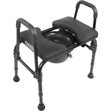 KMINA - Commode Chair for Seniors with Adjustable Seat (up to 180 kg), Sturdy Night Chair for Adults (2601)
