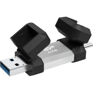 Silicon Power Pendrive C51 64GB USB-A+USB-C 120 MB/s Silver (SP064GBUC3C51V1S)