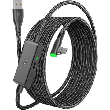 INIU Link Cable with Charging Port 5m, Compatible with Oculus Meta Quest 3/Quest 2/1/Quest Pro and Pico 4/PC Steam VR Accessories (DI-401)