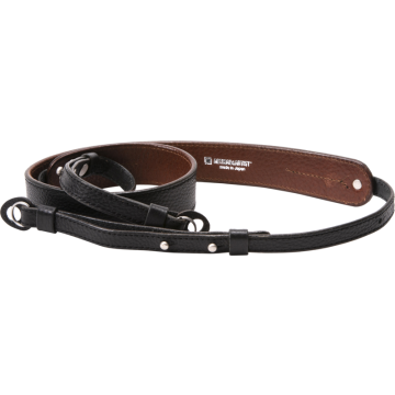 Artisan & Artist ACAM-284 Three-length Adjust. Italian Leather Strap (with Ring/Eyelets) Black