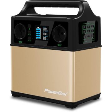PowerOak 400Wh Portable Energy Storage with Lithium-Ion Cell Solar GeneratorChargeable via Wall Socket Solar Cells 12V Vehicle Lighter Socket