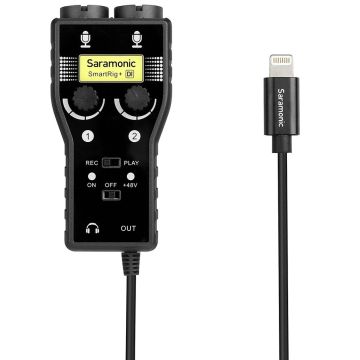 Saramonic SmartRig+Di (with Lightning Connector for iOS) - 2-Ch XLR/3.5mm Microphone Audio Mixer (Phantom Power Preamp, Guitar Interface)