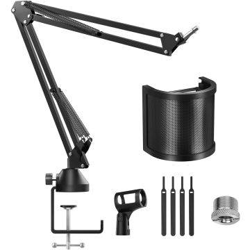 TONOR Adjustable Microphone Microphone Stand with Extra Large Pop Protection