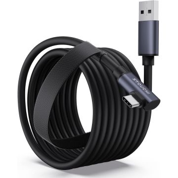Stouchi Limited Link Cable 5m, Compatible with Meta/Oculus Quest3/Quest2/Pro PICO 4 PC Steam VR (CTC5-Black)