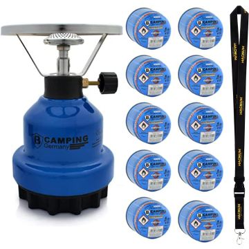 Magnum Lanyard with Camping and Gas Stove Set E190 with 10 Gas Cartridges