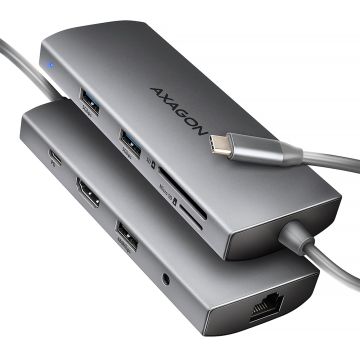 Axagon I/O Hub USB-C 9IN1 5GBPS/0.2M (HMC-8HLSA)