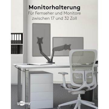 Goobay Desk Mount Double Monitor Gas Spring 17-32in Black (58531)