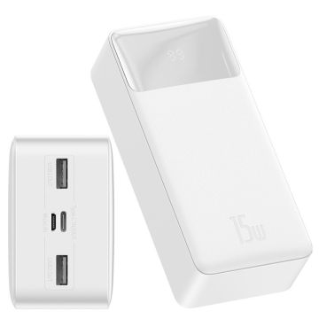 Baseus Bipow powerbank 30000mAh 2x USB / USB Type C / micro USB 15W white (PPDML-K02)