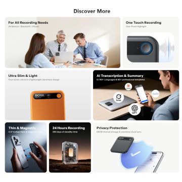 Boya Notra AI Note Taker Black