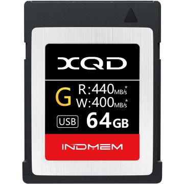 INDMEM 64GB XQD Card Tough MLC XQD 5X Flash Memory Card High Speed G Series (Read 440MB/s and Write 400MB/s)