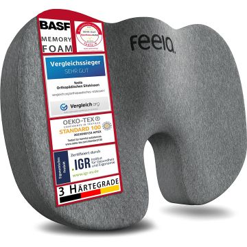 feela. Premium Orthopaedic Seat Cushion (Dark Grey Color, Medium, 60-100kg)