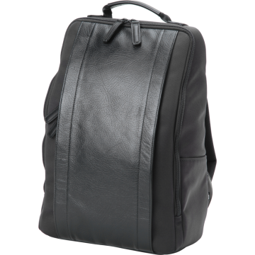 Artisan & Artist RR4-06C Leather Panel Backpack Black